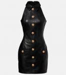 Кожаное мини-платье Balmain, Noir - фото