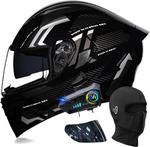 Шлем модульный Guenzo Motorcycle Bluetooth, черный - фото