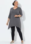 Топ Ulla Popken POINTED HEM EMPIRE, Graphite Grey/Grey - фото