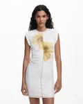 Короткое платье подсолнух Desigual, белый - фото 2