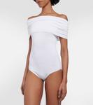 Трикотажное боди с открытыми плечами ALAÏA, белый - фото 3