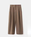 Женские брюки прямого кроя из плиссированной ткани MANGO, Medium Brown - фото 5