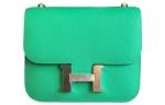 Constance Epsom Кожаная Мини Сумка Через Плечо Женская Зеленая HERMES - фото