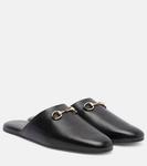 Кожаные мюли с подвеской horsebit Gucci, Black - фото