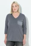 Топ Ulla Popken Long sleeved top, Graphite Grey/Grey - фото