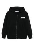 Детская толстовка с капюшоном на молнии MSGM MSGM Kids, черный - фото