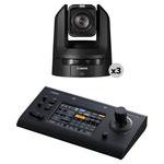 Три PTZ-камеры Canon CR-N100 с комплектом контроллера IP RC-IP100 (матово-черный) - фото