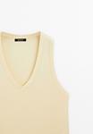 Футболка Massimo Dutti RIBBED V-NECK WITH THICK STRAPS, Light Yellow - фото 8