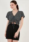 Блузка V-NECK CROP LELA, цвет black - фото 4