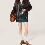 Кожаная куртка-блузон MIU MIU, коричневый - фото 6