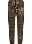Укороченные брюки с леопардовым принтом DOLCE & GABBANA, коричневый - фото