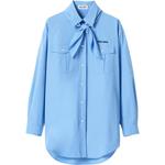 Рубашка с пуговицами из поплина MIU MIU, синий - фото 3