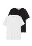 Футболка Marks & Spencer 2 PACK PURE V-NECK, Black White/Black - фото 4