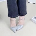 Ainer-cat Ainer cat Slim Heel High Heels 8cm Women's Silver - фото 7