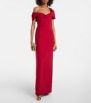 Платье из крепа с драпировкой и открытыми плечами Carolina Herrera, Currant - фото 2