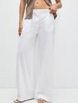 Тканевые брюки Pull&Bear Wide leg Pants, белый - фото 2