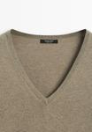 Джемпер Massimo Dutti LONG SLEEVES WITH V-NECK, Green - фото 9