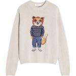 Свитер Maison Kitsuné с лисьим принтом Maison Kitsune, белый - фото