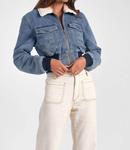 Джинсовая куртка с меховым воротником синего цвета ELAN - фото 3