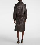 Кожаная куртка-бомбер Yves Salomon, Cacao - фото 3