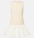 Мини-платье из твида и фая Patou, Snowberry White - фото