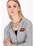 Женская толстовка с капюшоном серого цвета myMo ROCKS - фото 4