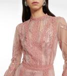 Платье из тюля с декором Costarellos, розовый - фото 4