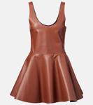 Мини-платье из кожи с баской JW Anderson, Chestnut - фото