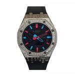 Часы Casio G-Shock Analog-Digital 2100 Series, арт. GA-2100-1A1, черный/серебряная звезда/розово-голубой - фото 2