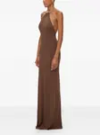 Платье макси с вырезом халтер KOROBEYNIKOV, коричневый - фото 3