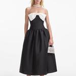 Платье миди из тафты с контрастным бантом Self-portrait, белый - фото 4