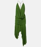 Платье миди из джерси со сборками и асимметричным кроем Acne Studios, Dark Green - фото