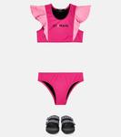 Бикини с оборками и логотипом Balmain, розовый - фото 2