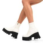 Ботильоны на массивной платформе «Notorious» Lamoda, белый - фото