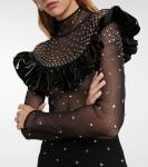 Платье миди из сетки с декором Alessandra Rich, черный - фото 4