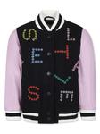Stella McCartney Kids куртка-бомбер с вышитым логотипом, черный - фото