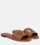 Кожаные шлепанцы DG Dolce&Gabbana, коричневый - фото