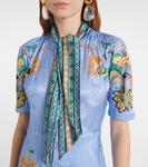 Платье миди из атласа с узором пейсли Etro, Print On Blue Base - фото 4