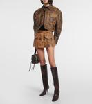 Мини-юбка из потертой кожи Knwls, коричневый - фото 2