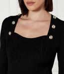 Платье Guess Marciano с квадратным вырезом и декоративными пуговицами, черный - фото 4