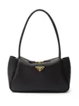 Сумка среднего размера с логотипом Prada, черный - фото