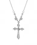 Серебряное ожерелье с крестом и кристаллами 2028, silver - фото
