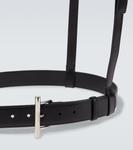 Кожаный ремень с Т-образной перемычкой McQueen, Black/Silver - фото 4