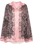Рубашка с цветочным принтом Acne Studios, розовый - фото