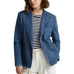 Двубортный джинсовый блейзер Polo Ralph Lauren, синий - фото 4