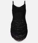 Мини-платье с бахромой The Attico, черный - фото