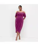 Платье миди с драпировкой Plus Size Flirtation CITY CHIC, розовый - фото 3