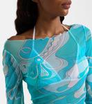 Прозрачное макси-платье с орхидеями Pucci, Turquoise - фото 4