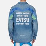 Рубашка мужская джинсовая синяя Evisu, синий - фото 4