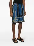 Шелковые шорты с принтом VERSACE, синий - фото 3